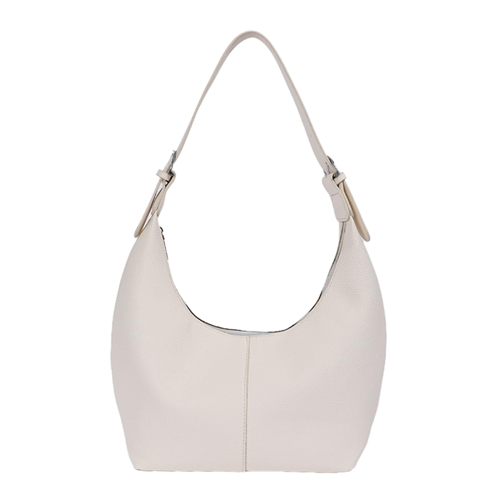 PrettyPettyMerch Women's Crescent Faux Leather Hobo Bag in Ivory