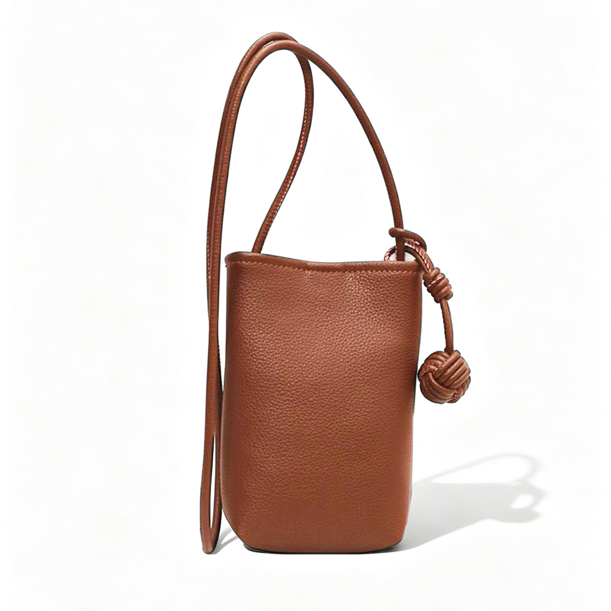 PrettyPettyMerch Women's Mini Faux Leather Phone Crossbody Bag in Brown