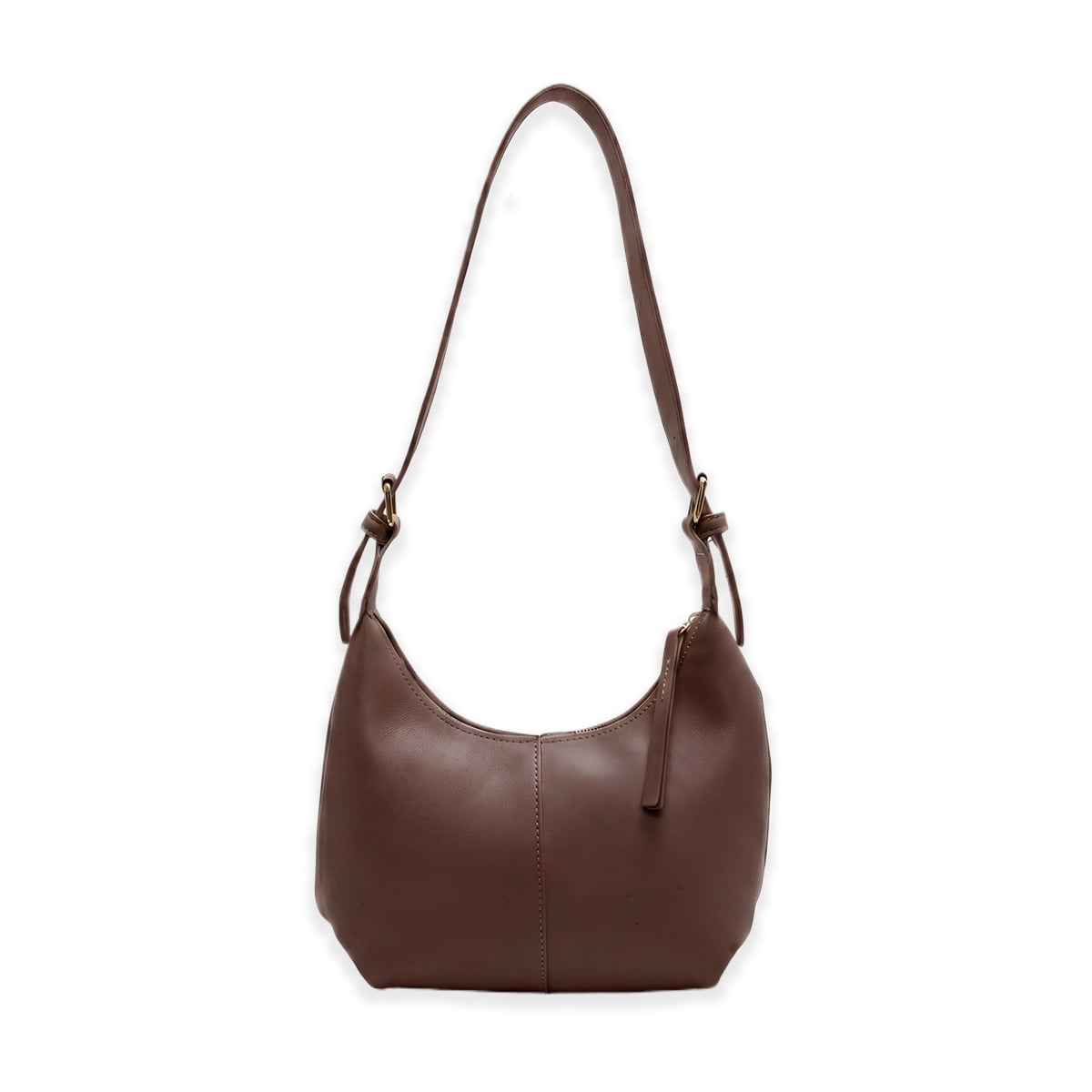 PrettyPettyMerch Women's Faux Leather Crescent Shoulder Bag in Coffee Brown