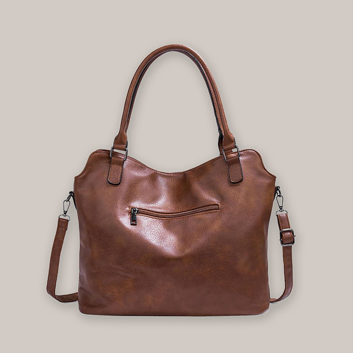 PrettyPettyMerch Women's Distressed Faux Leather Tote and Wristlet Set in Brown (photo 2)