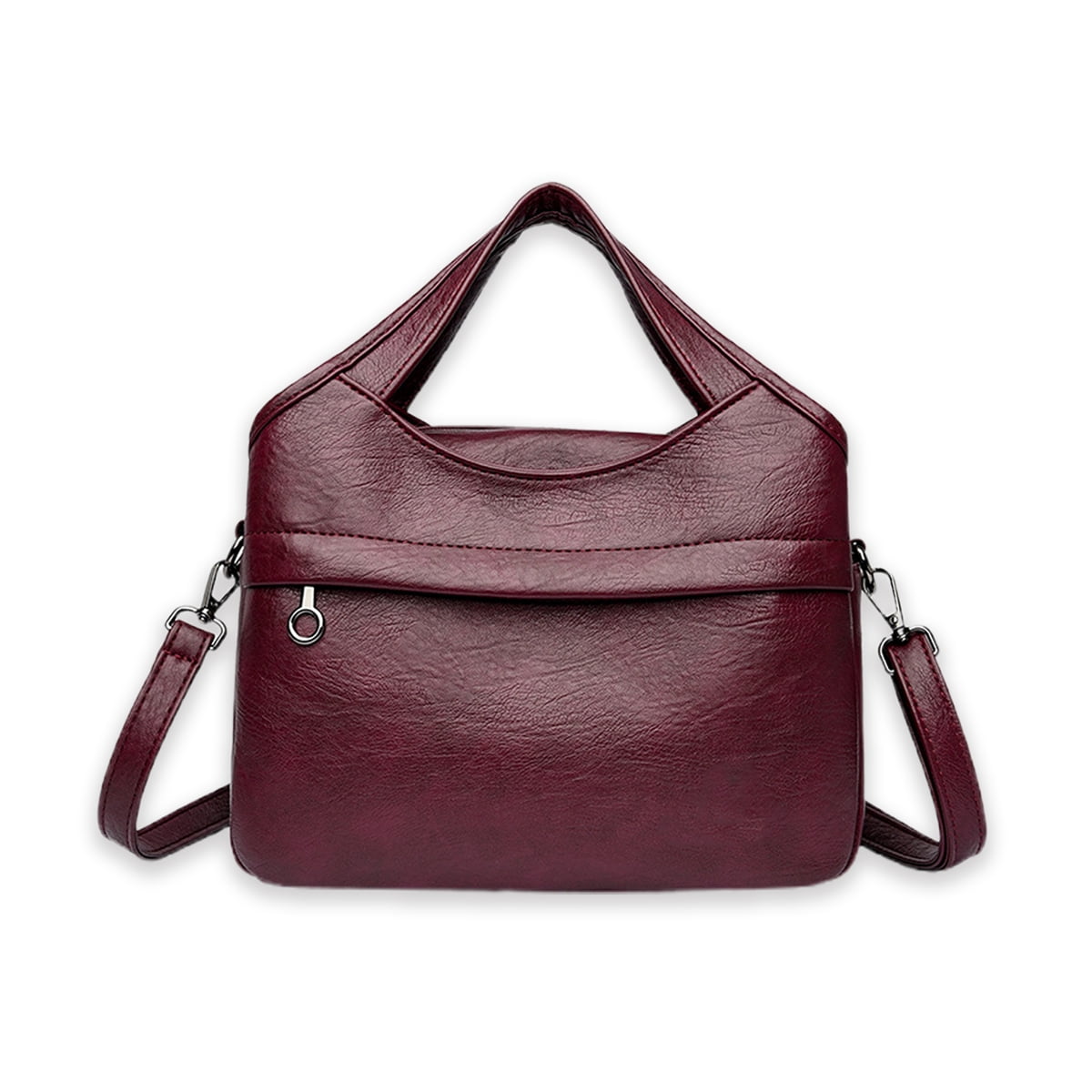 PrettyPettyMerch Women's Faux Leather Top Handle Crossbody Bag in Burgundy