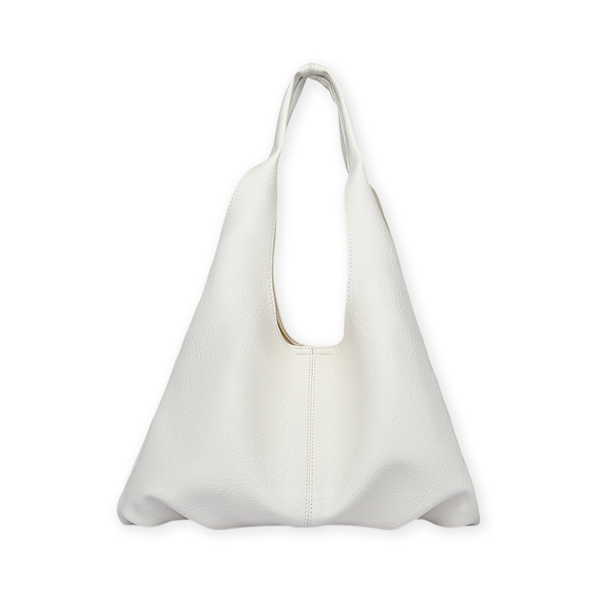 PrettyPettyMerch Women's Slouchy Faux Leather Tote Bag in White