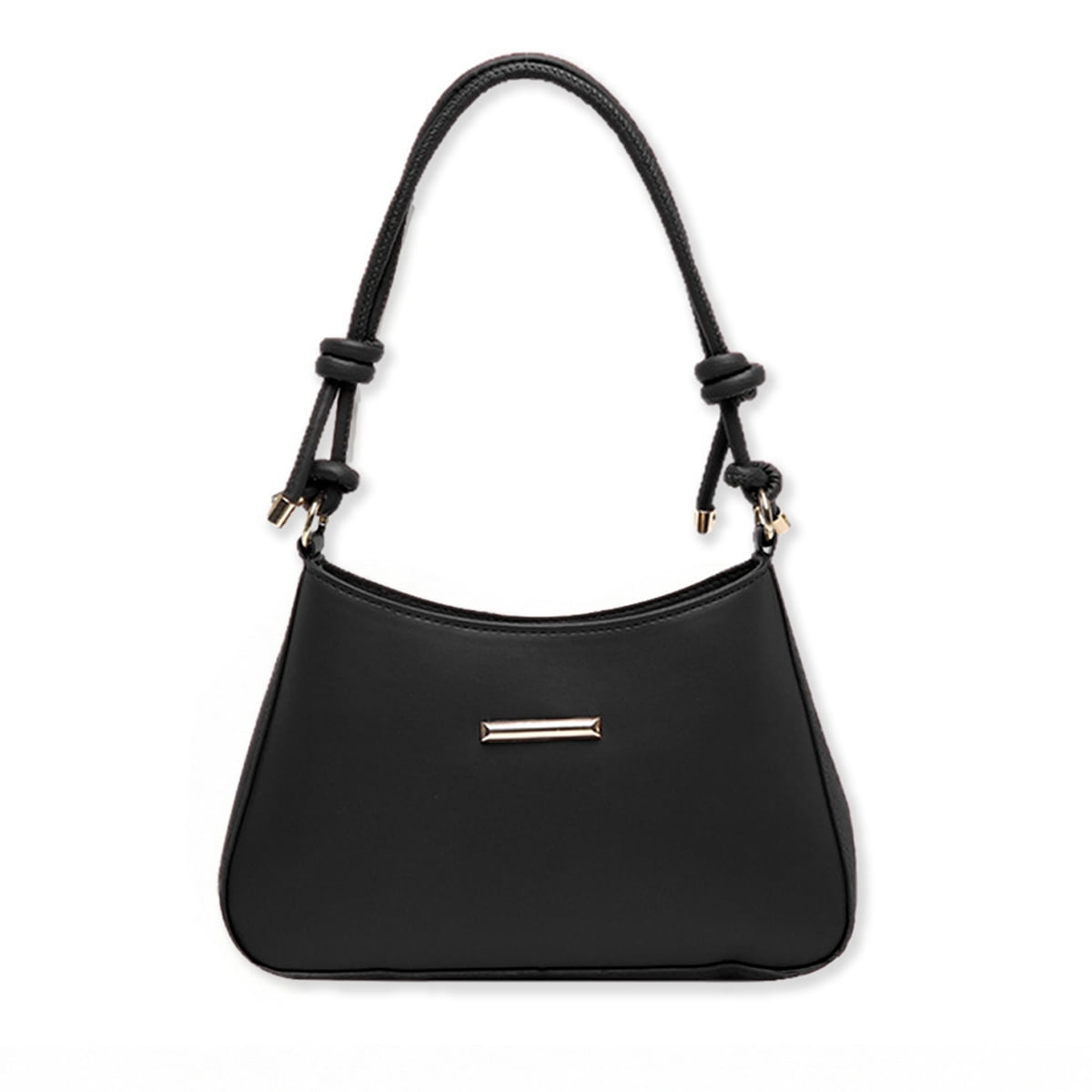 PrettyPettyMerch Women's Faux Leather Shoulder Bag with Knotted Strap in Black