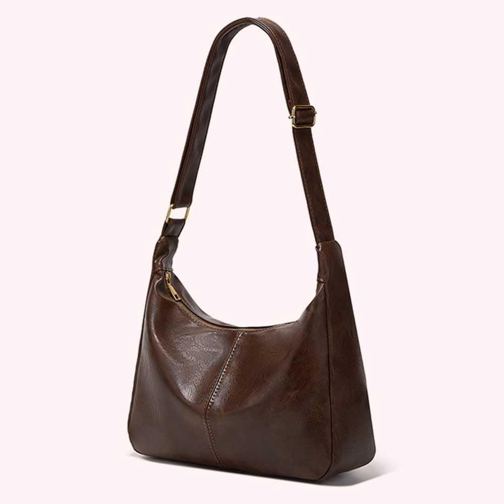 PrettyPettyMerch Women's Faux Leather Hobo Crossbody Bag in Coffee Brown (photo 4)