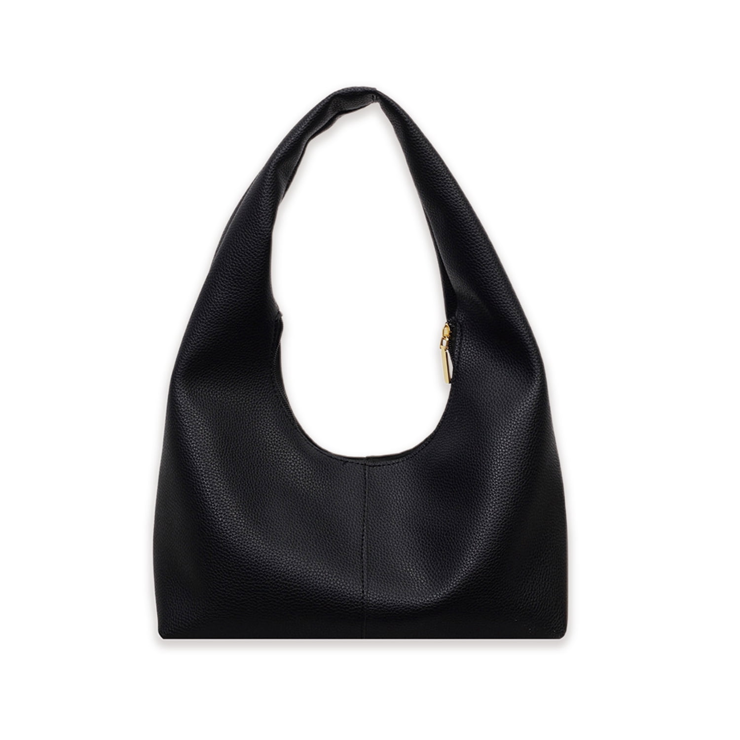PrettyPettyMerch Women's Slouchy Pebbled Faux Leather Shoulder Bag in Black