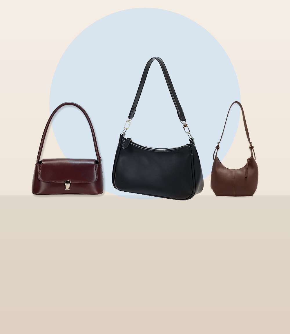 Oxblood, black and coffee brown faux leather shoulder bags