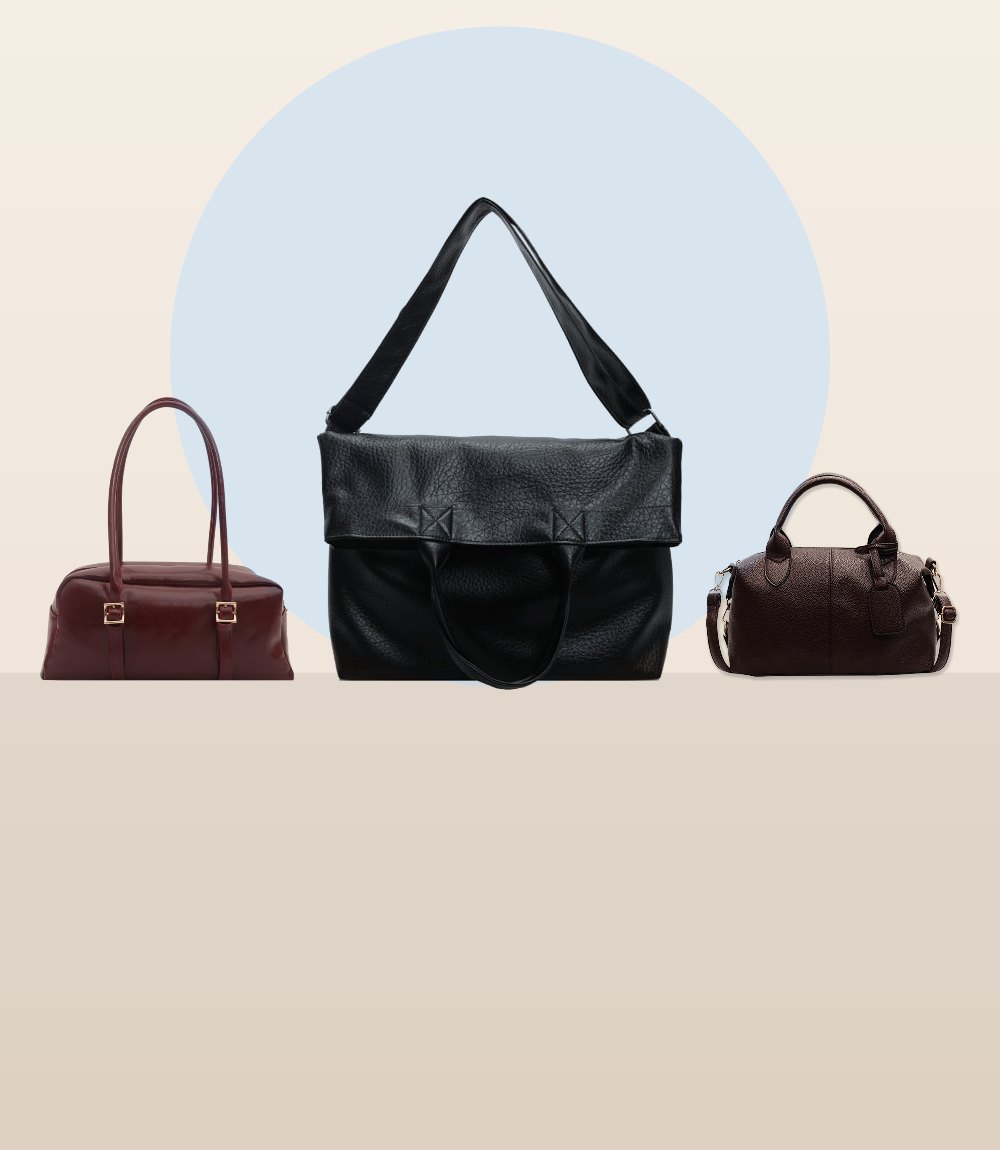 Wine red, black and coffee brown faux leather tote bags
